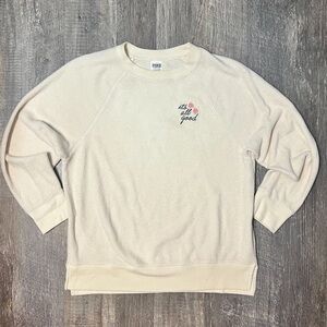 Pink Victorias secret cream sherpa crew neck pullover sweatshirt It’s All Good M